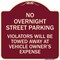 Signmission No Overnight Street Parking Violators Will Be Towed Away at Vehicle Owners Expense, BU-1818-23823 A-DES-BU-1818-23823 - alternate 1